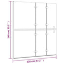 foldbar bruseafskærmning 120x140 cm sikkerhedsglas hvid