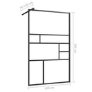 brusevæg 100x195 cm klart sikkerhedsglas sort