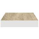 væghylder 2 stk. 40x23,5x3,8 cm MDF egetræsfarve og hvid