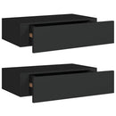 væghylder med skuffer 2 stk. 40x23,5x10 cm MDF sort