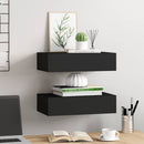 væghylder med skuffer 2 stk. 40x23,5x10 cm MDF sort