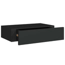 væghylder med skuffer 2 stk. 40x23,5x10 cm MDF sort