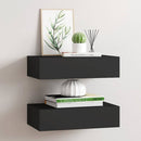 væghylder med skuffer 2 stk. 40x23,5x10 cm MDF sort
