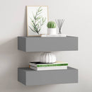 væghylder med skuffer 2 stk. 40x23,5x10 cm MDF grå