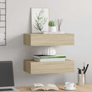 væghylder med skuffer 2 stk. 40x23,5x10 cm MDF egetræsfarvet