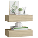 væghylder med skuffer 2 stk. 40x23,5x10 cm MDF egetræsfarvet