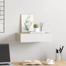 vægmonteret skuffehylde eg og hvid 40x23,5x10 cm MDF