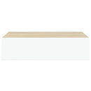 vægmonteret skuffehylde eg og hvid 40x23,5x10 cm MDF