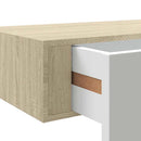vægmonteret skuffehylde eg og hvid 40x23,5x10 cm MDF