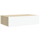 hylder med skuffe 2 stk. 40x23,5x10 cm MDF egetræsfarve og hvid