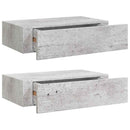 hylder med skuffe 2 stk. 40x23,5x10 cm MDF betongrå