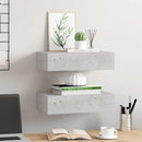 hylder med skuffe 2 stk. 40x23,5x10 cm MDF betongrå