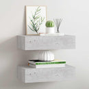 hylder med skuffe 2 stk. 40x23,5x10 cm MDF betongrå