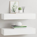 væghylder med skuffer 2 stk. 60x23,5x10 cm MDF hvid