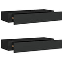 væghylder med skuffer 2 stk. 60x23,5x10 cm MDF sort