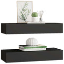 væghylder med skuffer 2 stk. 60x23,5x10 cm MDF sort
