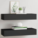 væghylder med skuffer 2 stk. 60x23,5x10 cm MDF sort