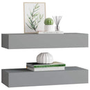 væghylder med skuffer 2 stk. 60x23,5x10 cm MDF grå