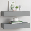 væghylder med skuffer 2 stk. 60x23,5x10 cm MDF grå