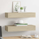 væghylder med skuffer 2 stk. 60x23,5x10 cm MDF egetræsfarvet