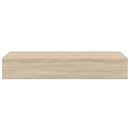 væghylder med skuffer 2 stk. 60x23,5x10 cm MDF egetræsfarvet