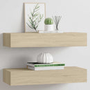 væghylder med skuffer 2 stk. 60x23,5x10 cm MDF egetræsfarvet