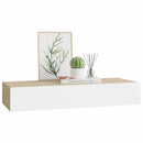 vægmonteret skuffehylde eg og hvid 60x23,5x10 cm MDF