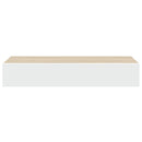 vægmonteret skuffehylde eg og hvid 60x23,5x10 cm MDF