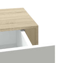 vægmonteret skuffehylde eg og hvid 60x23,5x10 cm MDF