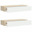 væghylder med skuffer 2 stk. eg og hvid 60x23,5x10 cm MDF
