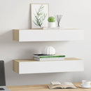 væghylder med skuffer 2 stk. eg og hvid 60x23,5x10 cm MDF