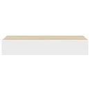 væghylder med skuffer 2 stk. eg og hvid 60x23,5x10 cm MDF