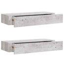 væghylder med skuffe 2 stk. 60x23,5x10 cm MDF betongrå
