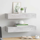 væghylder med skuffe 2 stk. 60x23,5x10 cm MDF betongrå