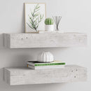 væghylder med skuffe 2 stk. 60x23,5x10 cm MDF betongrå