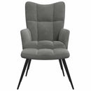 lænestol med fodskammel fløjl mørkegrå