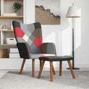 lænestol med fodskammel stof patchwork