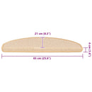 trappemåtter 15 stk. 65x21x4 cm cremefarvede halvrund store