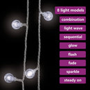 fairy lights-lyskæder 20 m 200 LED'er 8 funktioner kold hvid