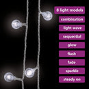 fairy lights-lyskæder 40 m 400 LED'er 8 funktioner kold hvid