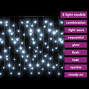 lysgardin 10 m 400 LED'er 8 funktioner kold hvid
