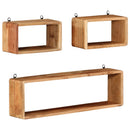 væghylder 3 dele kubeformet massivt akacietræ