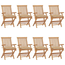 havestole med beige hynder 8 stk. massivt teaktræ