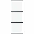 skydedør 3-panel 76x205 cm sikkerhedsglas og aluminium sort