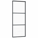 skydedør 3-panel 76x205 cm sikkerhedsglas og aluminium sort
