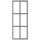 skydedør 76x205 cm sikkerhedsglas og aluminium sort