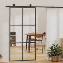 skydedør 102x205 cm sikkerhedsglas og aluminium  sort