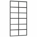 skydedør 102x205 cm sikkerhedsglas og aluminium  sort