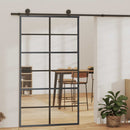 skydedør 102x205 cm sikkerhedsglas og aluminium  sort