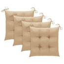 havestole 4 stk. med beige hynder massivt teaktræ